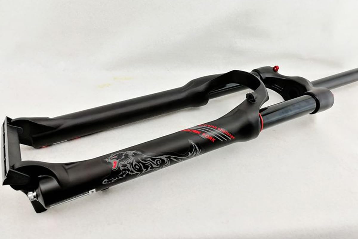 Horquilla de suspensión para Bicicleta de montaña MTB de 26, 27.5 y 29 Pulgadas con Ajuste de amortiguación, Horquilla Delantera de 1-1/8", Tubo Recto, Recorrido de 100 mm, Libera