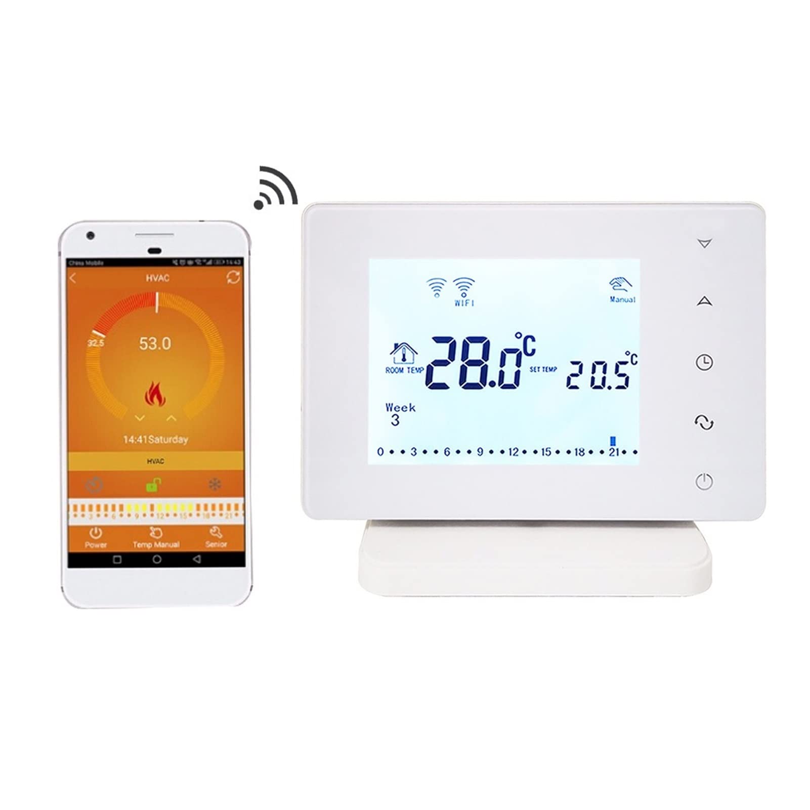 Inteligentny termostat, 30. 6rf. Termostat bezprzewodowy WIFI Smart Temperature Controller Thermostato do kotła gazowego współpracuje z Alexa Google Home(BOT306RF-WIFI)