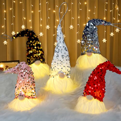 Weihnachtsdeko Innen 13 Weihnachtsdeko Figuren, 5 Stück Weihnachtswichtel mit Licht, Wichtel...