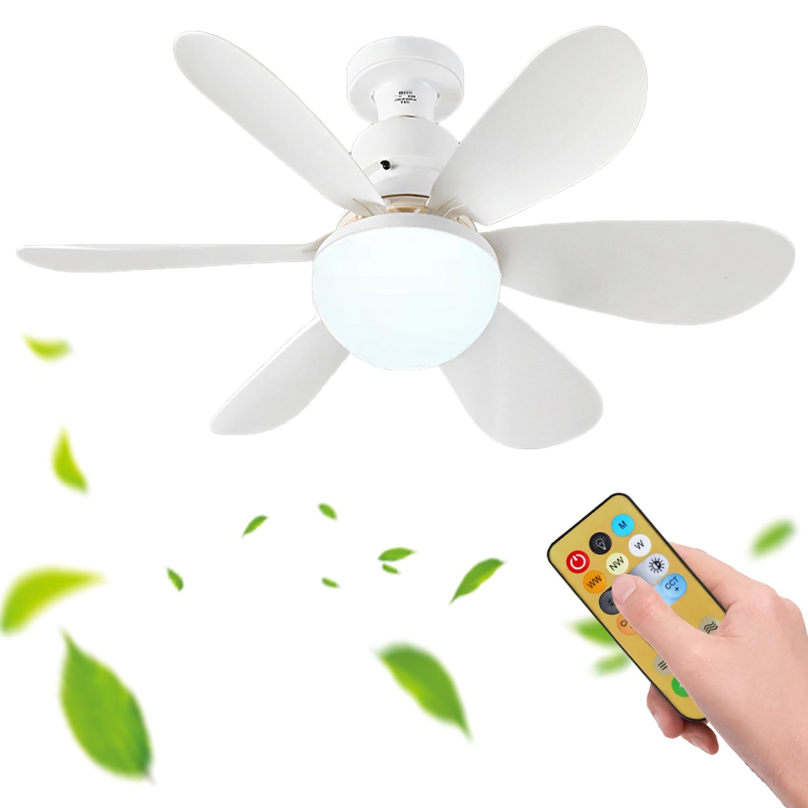 SXDMOUBK Dimmable Children's Ceiling Fan Light - Quiet Acrylic Lamp with Colorful B 3 Speed & 3 Color Temperatures Detachable Ceiling Lights for Kids' Bedroom White