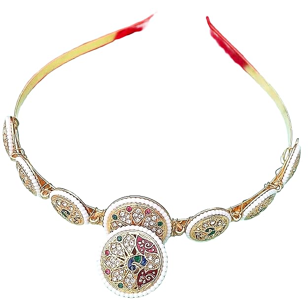 Ruwaza Art Creations Women's Hair Band, Stylish Maang Tikka Hair Combo, MathaPatti, Multicolor-image-35