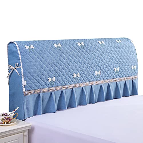 Verdickter Bett Kopfteil Hussen Elastischer Halbsack Staubschutz Einfacher Moderner Bett Kopfteil Abdeckung Gesteppte Weiche Tasche Kopfteil Schutzhülle Jacquard STO Sky blue-120cm Cover