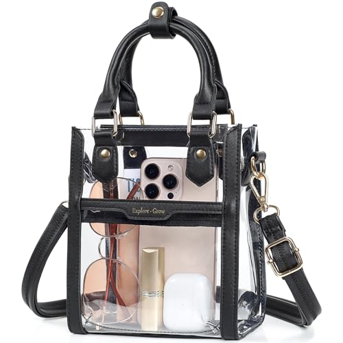 Image of PACKISM Clear Purse for Stadium Events - Clear Crossbody Bag for Women | Adjustable Wide Strap, 2 Easy-Access Pockets, Thick 0.5mm PVC, for Sport Game Day Concert Festival, Clear Bag Stadium Events