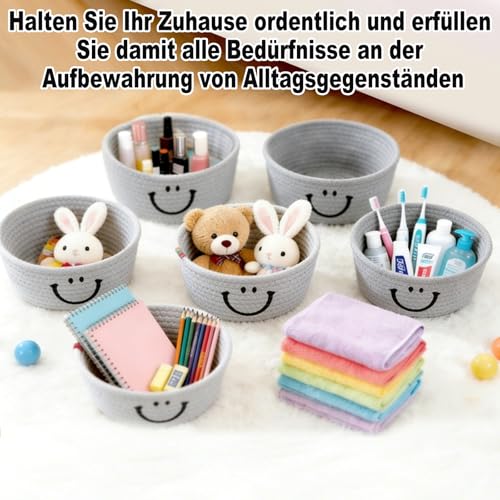 Aufbewahrungskorb Geflochten, Geschenkkorb Leer, Kleine Aufbewahrungsbox aus Baumwollseil, Körbe Aufbewahrung Badezimmer, Körbchen Aufbewahrung für Dekoratives Küche Aufbewahrungsbad, Schlafzimmer (1)