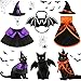 5 Pcs Halloween Cat Costume Bat Wings Witch Cloak Wizard Hat Halloween Pet Costume Set Pet Vampire Costume Cloak Witch Hat Bat Costume Cat Dress up Accessories for Small Kitten Dog Cosplay Party Decor