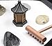Nature's Mark Mini Zen Garden Kit for Desk with Rake, White Sand, Miniature Pagoda Figure, Black Hexagon Base, River Rocks, Miniature Succulent