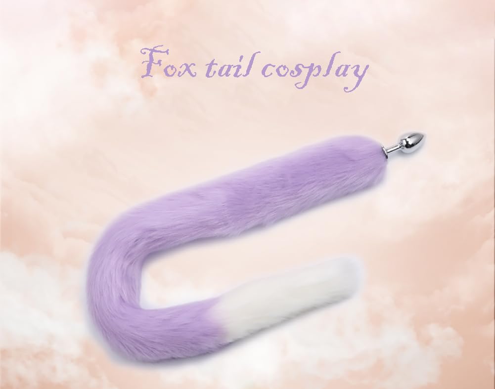 30.3 Inch Fox Animal Costume Tail Faux Fur Wolf Butt Tail Long Anal Butt Plug Fox Cat Butt Plug Furry Plush Tail Plug Valentines Day Cosplay: Purple