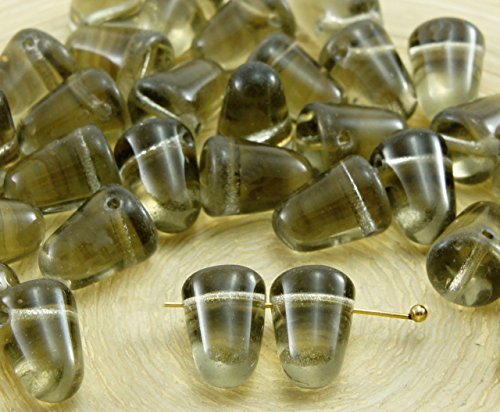 14pcs Crystal Smoked Gray Grey Black Diamond Clear Cone Gumdrop Spike Studs Gum Drop Czech Glass Beads 10mm x 7mm