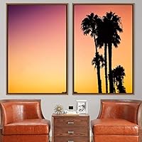 2 Piece Framed Canvas Wall Art Palm Tree Canvas Prints Home Artwork Decoration for Living Room,Bedroom - 16