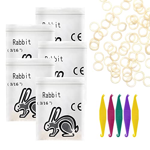 500 Pack Orthodontic Elastic Rubber Bands with Elastics Placers, 4.5 Oz, 3/16" Size - Gap Teeth Bands Great for Crooked Teeth, Tooth Gaps, Hairbands, Dog Pony Tails, Braids and Dreadlocks