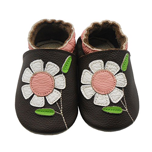 Sayoyo Baby Flowers Soft Sole Brown Leather Infant And Toddler Shoes 0-6Months #TOP4