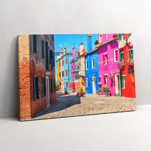 Peinture murale Grand Tableaux 60x40cm de Burano coloré Wallfluent
