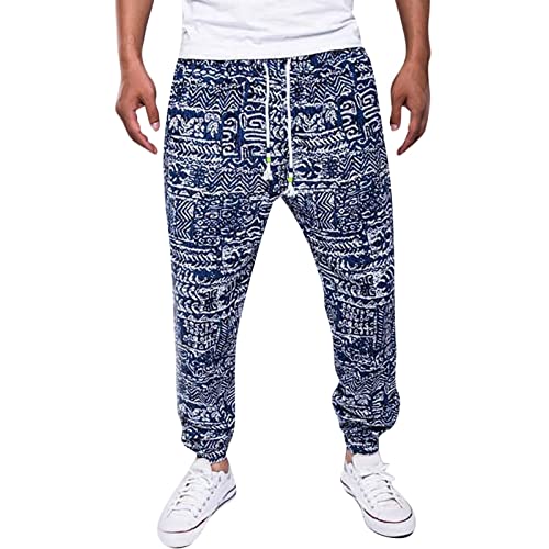 Pantalon Survêtement Style Lin Coton Ethnique Pantalon Homme Et Corde Casual Imprimé Pantalon Homme Pantalon Thaïlandais Hommes