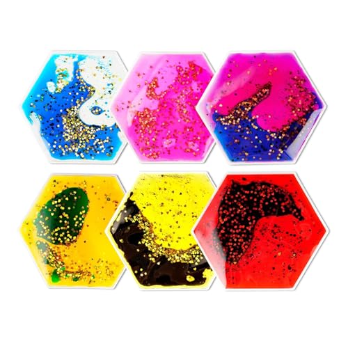 Onyoloy Sensory Soft Gel Liquid Toys - Hexagon Sensory Motion Fidget for Autism Kids Stress Relief & Focus Home School Therapy Travel Toys (6 Pack)