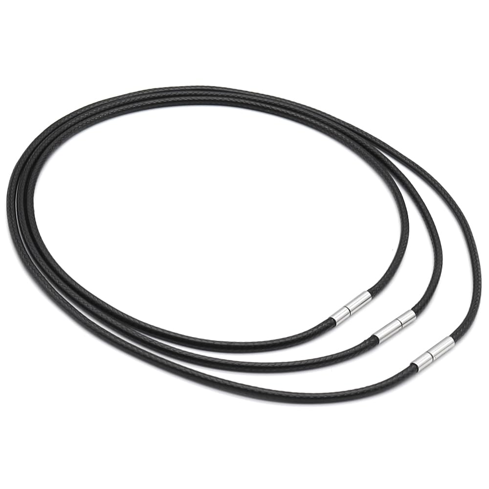 3 Pezzi Cordoncino per Collane 3mm Collana in Pelle Uomo Donna 40/45/50cm Cordino per Collane con Nero Cordino Collana per Ciondoli per Uomini e Donne