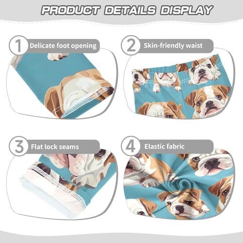 Cute Bulldog Girls Leggings,Workout Leggings for Girls Toddler Athletic Legging Size for 3-10T3