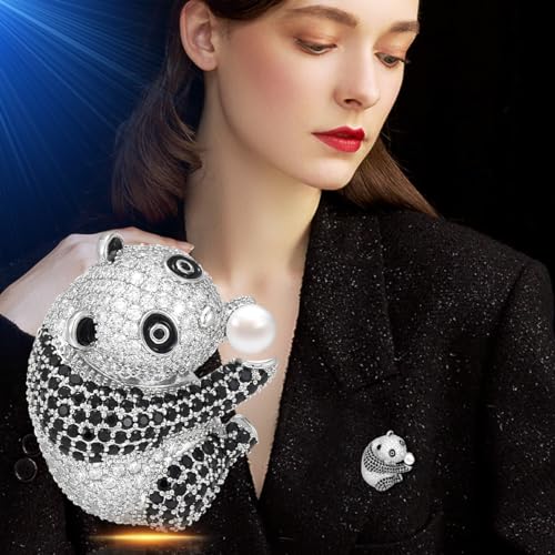 Image of Animal Brooches for Women Gold-Plated Panda /Bee /Snake /Elephant Pearl Brooch Lapel Pin Rhinestone Animals Brooch Jewelry for Mom Wife