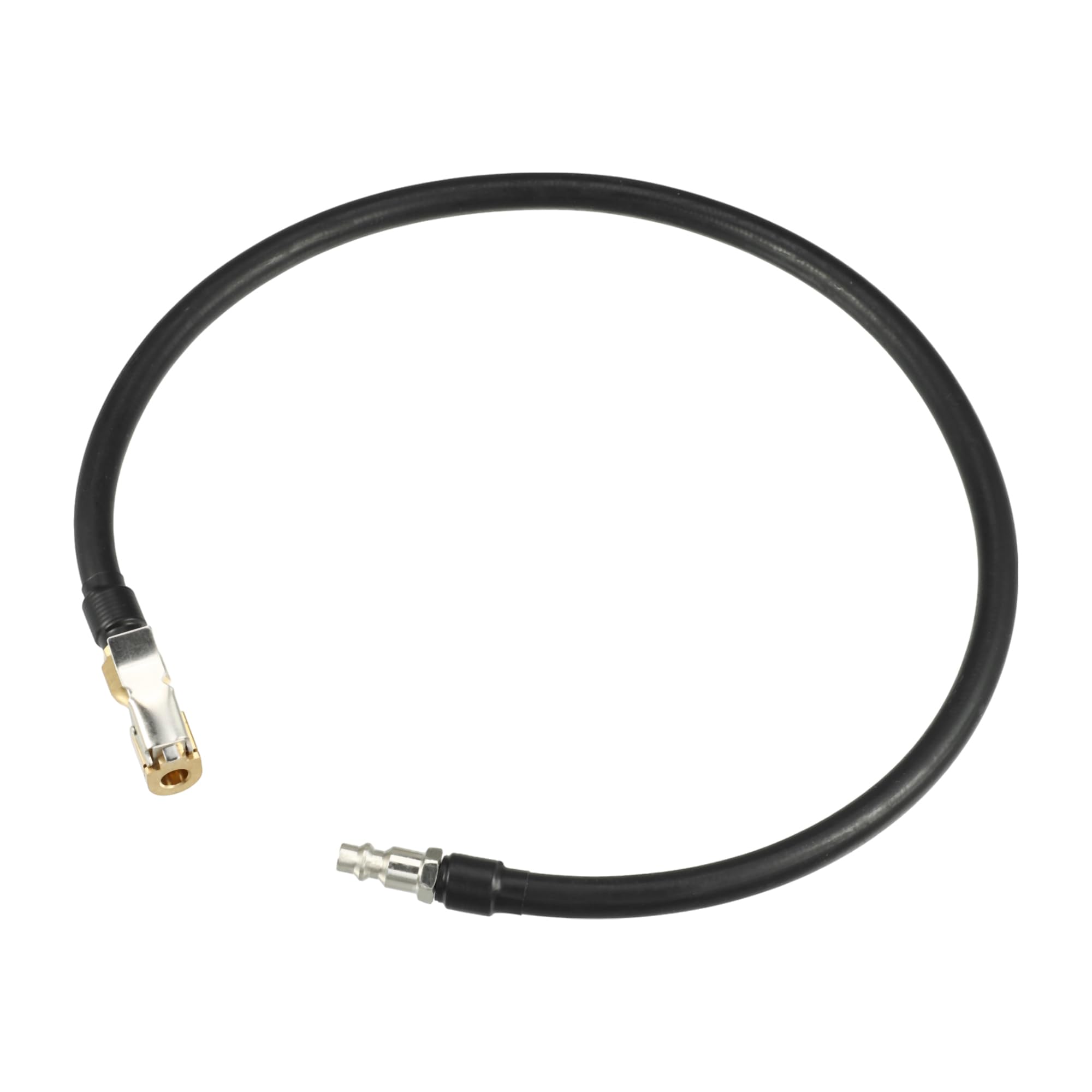 Motoforti Uniwersalny adapter do pompki powietrza, adapter do wentylu opony z blokadą powietrza, długość węża 70 cm, zamknięty, guma ze stali miedzianej, czarny