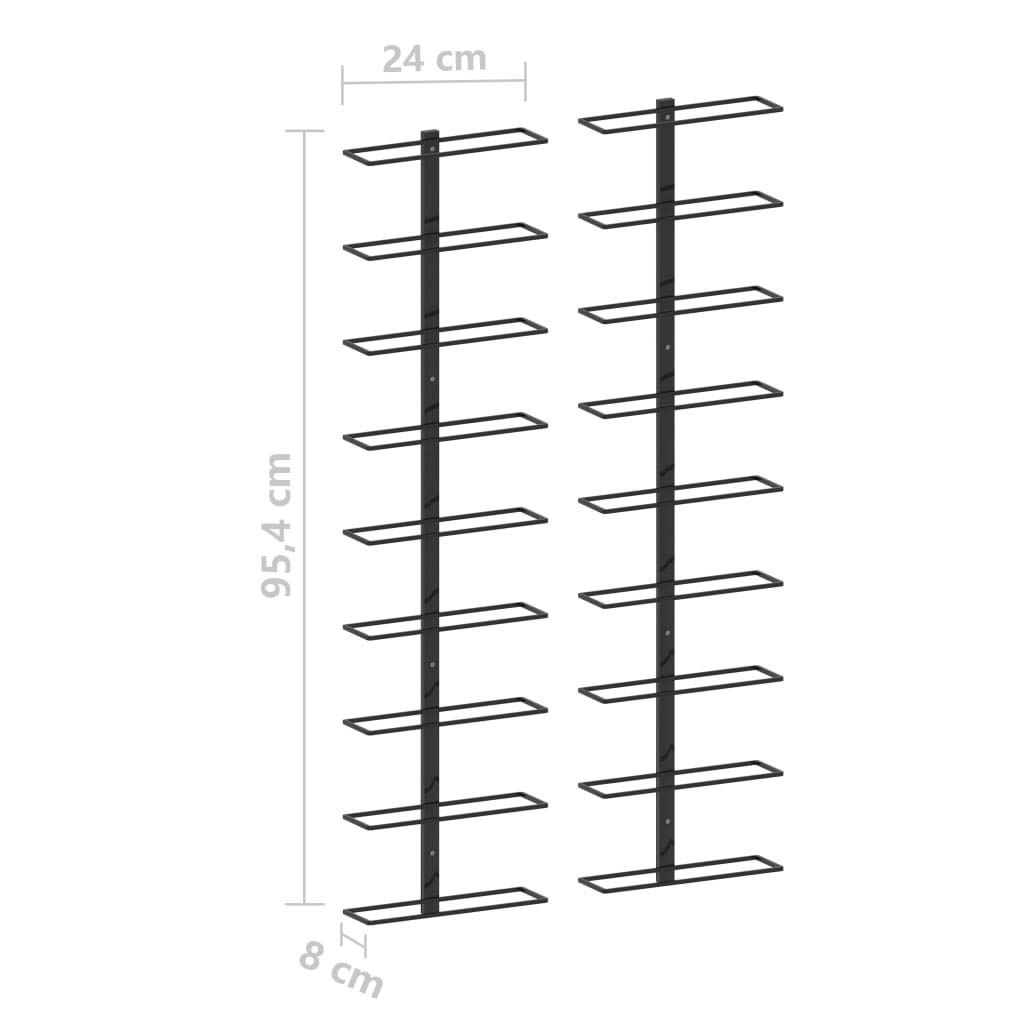 Homgoday Botellero de pared para vino - Capacidad para 18 botellas, Hierro con recubrimiento en polvo, Negro, 24 x 8 x 95,4 cm