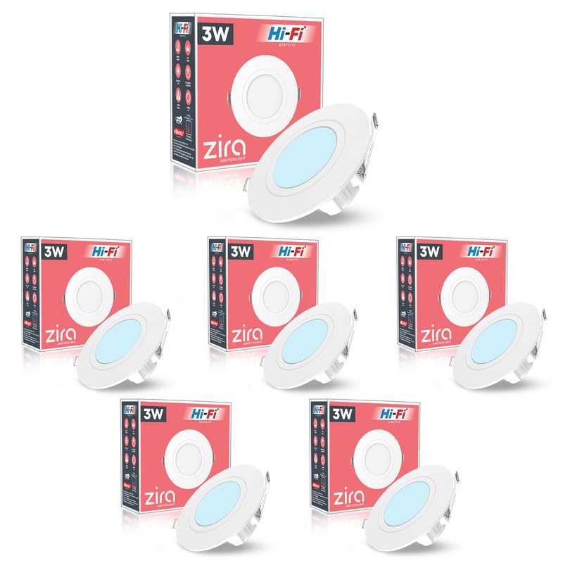 Image of elleys' ZIRA 3W LED Down Light (Cool White Light) Round Recessed Ceiling LED Light | Cut Out- 45 mm | BIS Certified & 4KV Surge Protection pop Lights for Ceiling (3W, Pack of 6)