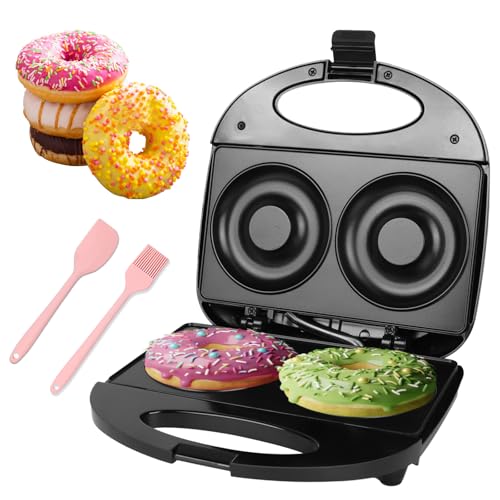 Ht Viik Donut Maker,Doughnut Machine,Bake 2 Donuts,Double-sided heating, Non-stick Surface, Perfect for Breakfast,for Commercial or Family Use,Easy to Clean