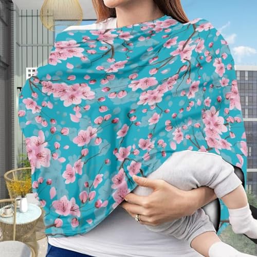 Image of Coldinair Peach Blossom Car Seat Cover for Babies Girls,Nursing Cover,Soft Stretchy Infant Carseat Canopy,Shopping Cart /High Chair /Stroller Covers
