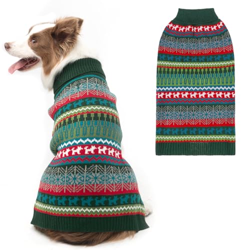 Image of Mihachi Dog Sweater - Winter Coat Apparel Clothes with Colorful Stripes for Cold Weather