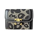 Leheybia Women's Credit Card Holder Jacquard Canvas Small Wallet Rfid Blocking Business Card Case 11 Accordion Card Slot Card Holder Wallet for Women (black)