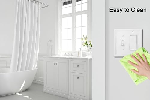 Vista 31 de Luca - Placa de pared de metal para interruptor de luz dúplex o palanca, paquete de 2 unidades, color blanco, 2 bandas, cubierta de salida