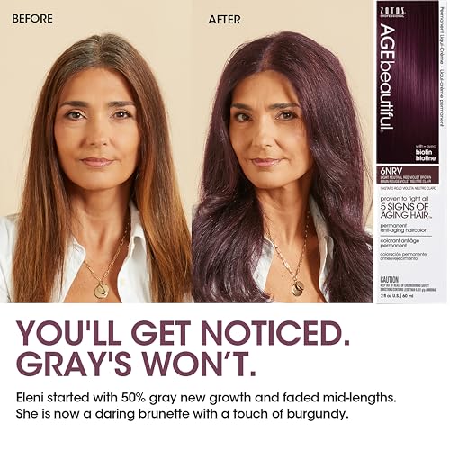 Image of AGE beautiful Permanent Hair Color Cream, Warm & Rich Shades, 100% Gray Coverage Hair Dye with Biotin Anti-Aging Formula for Fuller, Thicker Hair, Professional Salon Quality