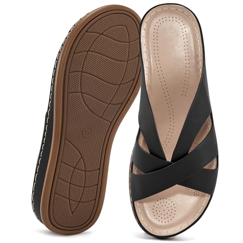 Alicegana Womens Sandals Wedge Shoes: Dressy Summer Low Platform Slides Comfortable Walking Beach Sandals for Women 2025