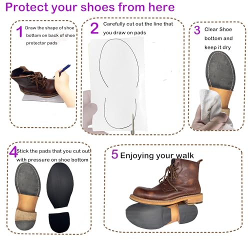 Shoe Sole Protectors Shoe Bottom Grip Pads Non-Slip Shoe Sole Pads Shoe Bottom Protector Shoes Cushion for High-Heels Leather Shoes on-Slip Shoes Cover Bottoms for Women (New Black) (5.9"×10.6")