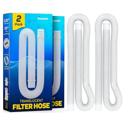 Replacement Hose For Above Ground Pools [Set of 2] 1.25" Diameter, 59" Long Accessory Pool Pump Replacement Hose - Filter Pump Hose Compatible with Intex Pump Models #607/#637. Includes 4 Metal Clamps