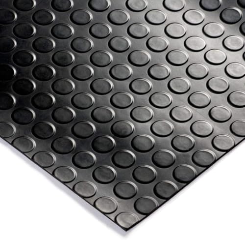 Mugar - Suelo de Goma Antideslizante | Pavimento de Caucho para Garaje y Trastero | Esteras para Pasillos y Furgoneta | Ideal para Gimnasio, Negro, Caucho