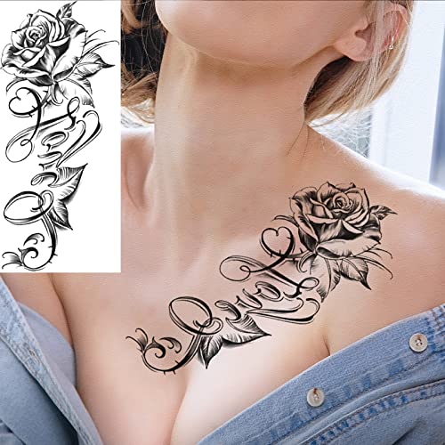 Briyhose 10 Sheet Rose Flower Realistic Temporary Tattoos For Women Arm Thigh, Large Sexy Snake Lion Butterfly Floral Fake Tattoos Stickers Adult Girl, Mix Color Long Lasting Temp Tatoo Leg Chest Waist Body Art #TOP3