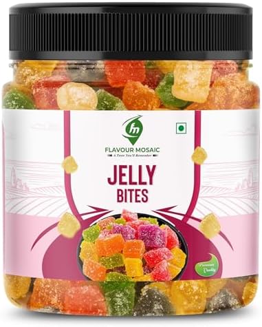 FLAVOUR MOSAIC Jelly Bites | 800gm | Colorful & Delicious Flavors | Vegetarian, No Gelatin with Natural Fruit Sugar | Mix Fruit Jelly (Pack of 2, 400gm each)