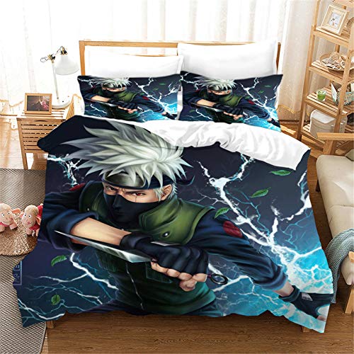 SMNVCKJ Naruto Parure de lit avec housse de couette et taies d oreiller pour garçons et filles (11, King 220 x 240 cm)