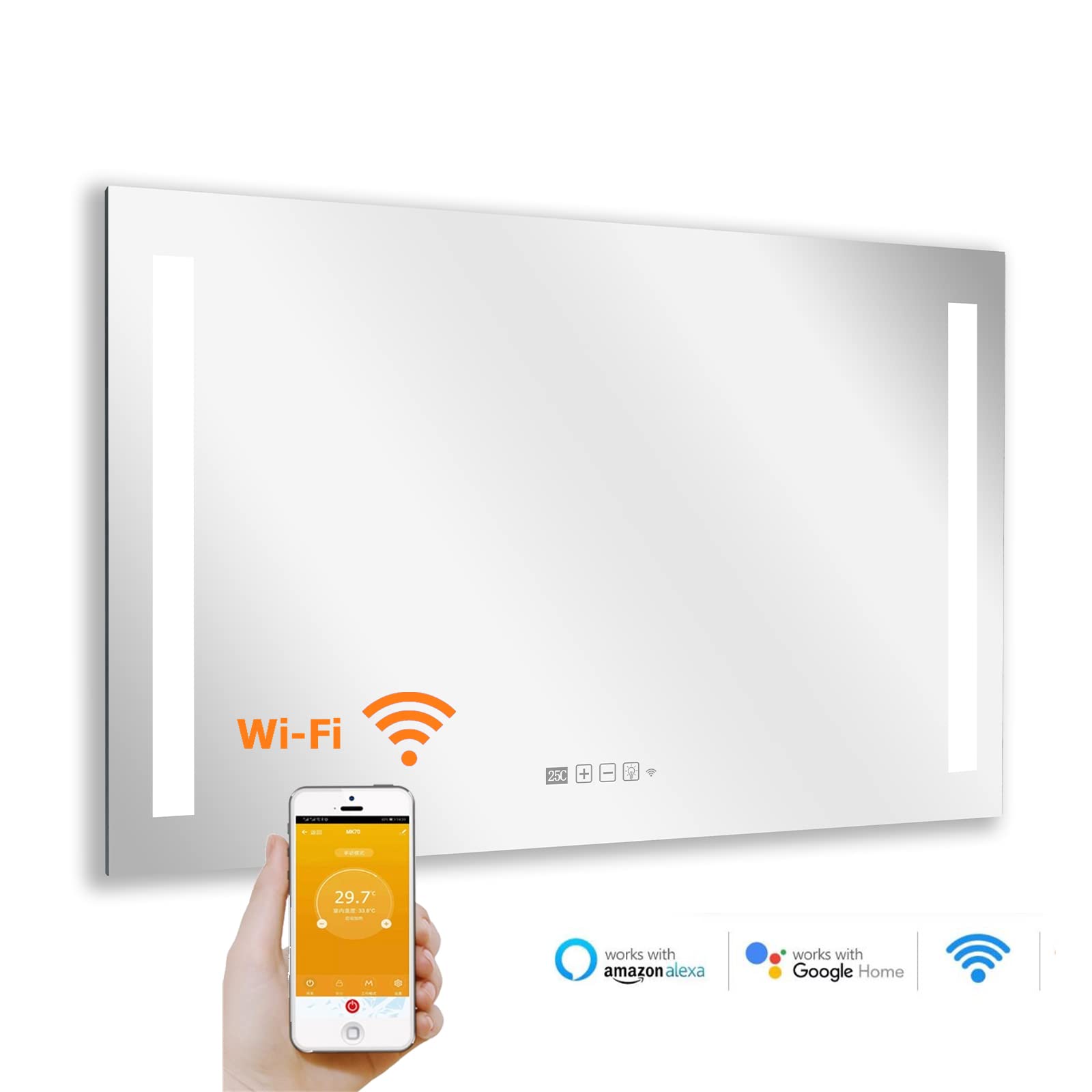 Sundirect LM600-Pro Specchio Riscaldante A Infrarossi 600W Con Luce LED E Controllo APP – 110x65cm Per Bagno 6-12 M² - 2