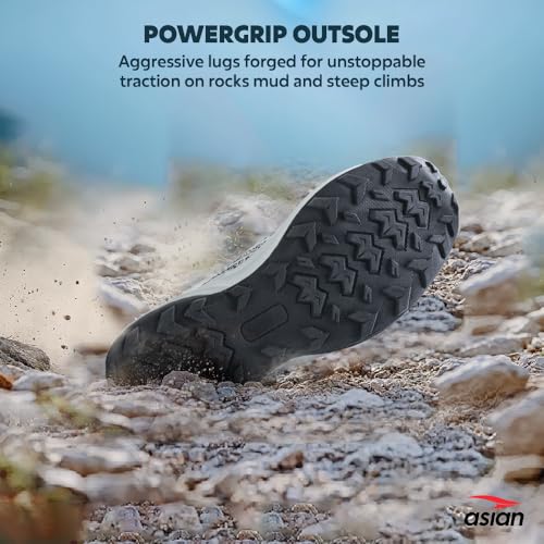 Image of ASIAN EVEREST-08 Men's Trekking Shoes | Lightweight Hiking Shoes with Superior Grip, Memory Foam Cushion | Arch Support, Durable Design Shoes for Boys