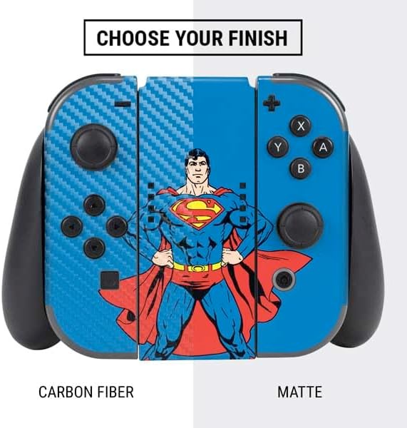 Skinit Decal Gaming Skin Compatible with Nintendo Switch Bundle - Officially Licensed DC Comics Superman Vintage Chest Design