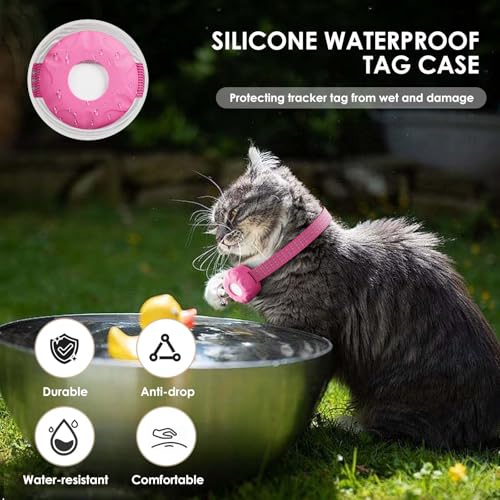 Image of GPS Tracker for Cats, Cat Tracker with Real-Time Location, Pet Tracker with Cat Collar, Compatible with Apple Find My App (Only iOS), No Monthly Fee, Waterproof (Pink)