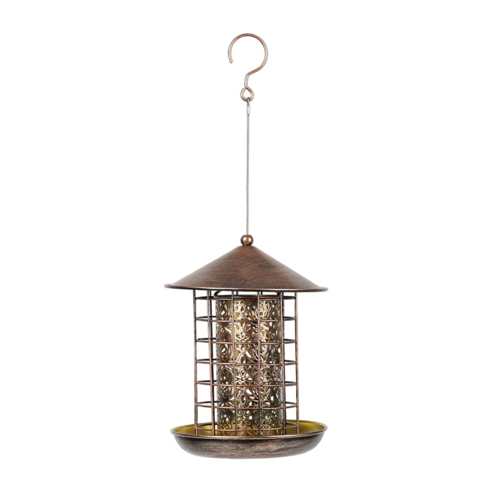 LOVIVER Mangiatoie per Uccelli da Esterno, mangiatoia per Uccelli Selvatici sospesa, Facile da Pulire e riempire, mangiatoia in Metallo per Cortile, terrazza,