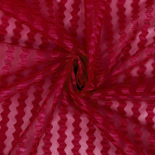 Image of Cortina Polyster Transparent Curtain Set |Long Door Installation | Bedroom Living Room Kids Room | 9 Feet Window Curtain Pack of 1 | Red
