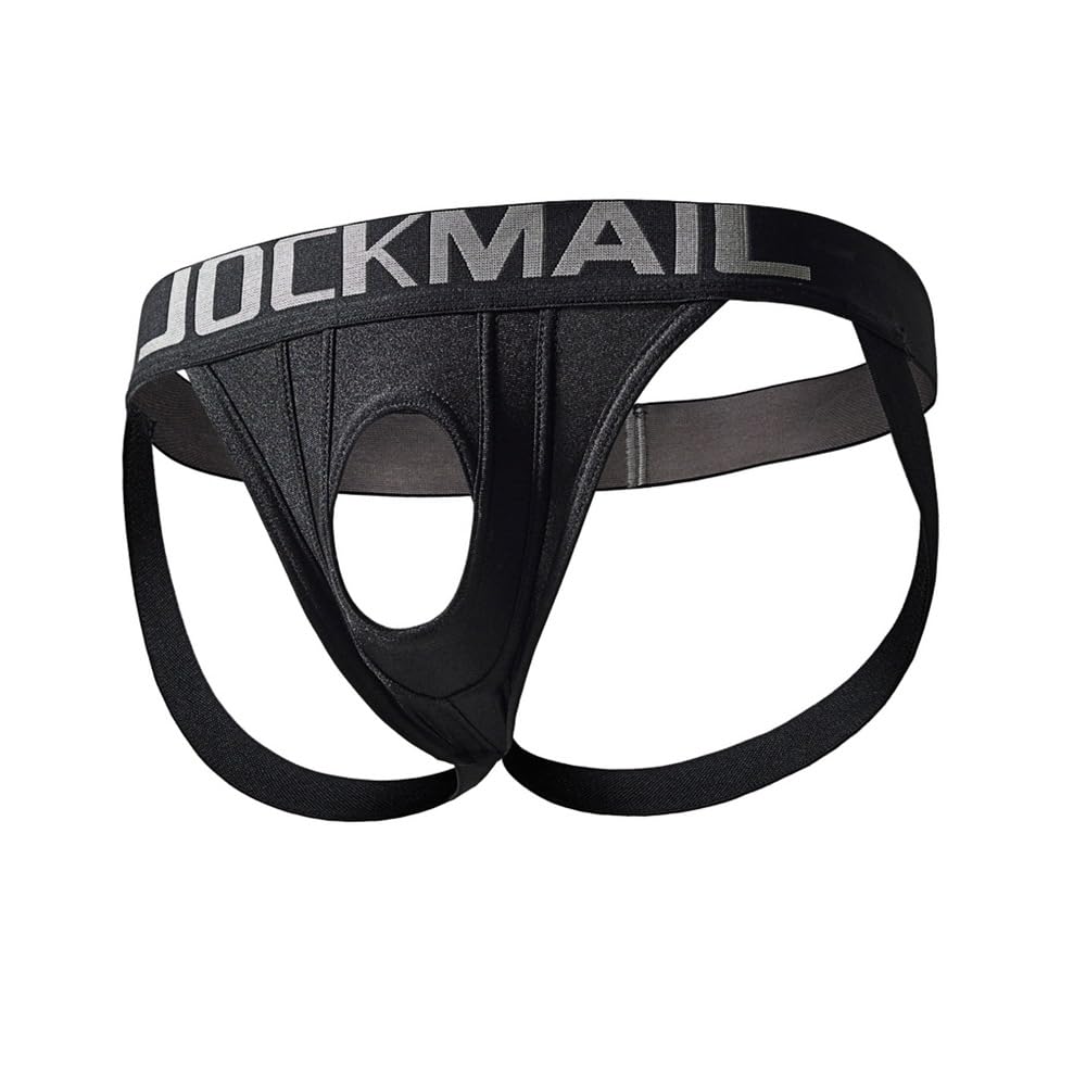 JOCKMAIL Herren Jockstrap Tangas Sexy Unterwäsche Athletic Supporter Herren Atmungsaktiv G-String (DE/NL/SE/PL, Alphanumerisch, M, Regular, Regular, Schwarz)