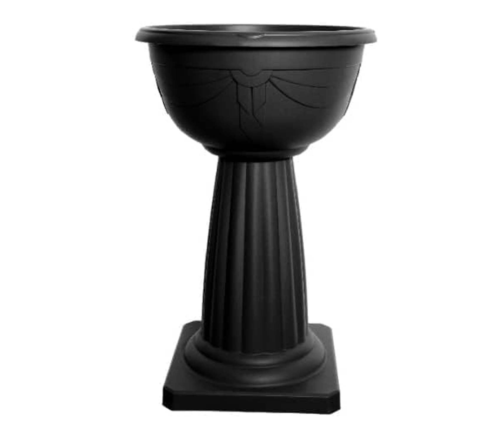 PREMZO 40cm Venetian Jardinière Round Pedestal Flower Plant Planter Pot Venetian Weatherproof Outdoor & Indoor Plastic Garden Plant Planter Bowl Free Standing (Black)