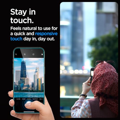 Image of Spigen Tempered Glass Screen Protector [GlasTR EZ FIT] designed for iPhone 15 Pro Max [Case Friendly] - 2 Pack | 9H Hardness Tempered Glass, Easy Installation Kit, Case-Friendly, Crystal Clear, Touch Responsive, Oleophobic Coating