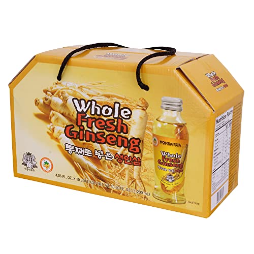 Fresh Korean Ginseng Drink - Beverage Ginseng Root Extract Asian Ginseng Supplement Herbal Vitality 4.06Fl.oz X 10 Bottles #TOP4