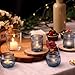 DARJEN 24Pcs Blue Votive Candle Holders - Glass Candle Holder for Party Decoration, Tea Lights Candle Holder for Wedding Shower & Gift