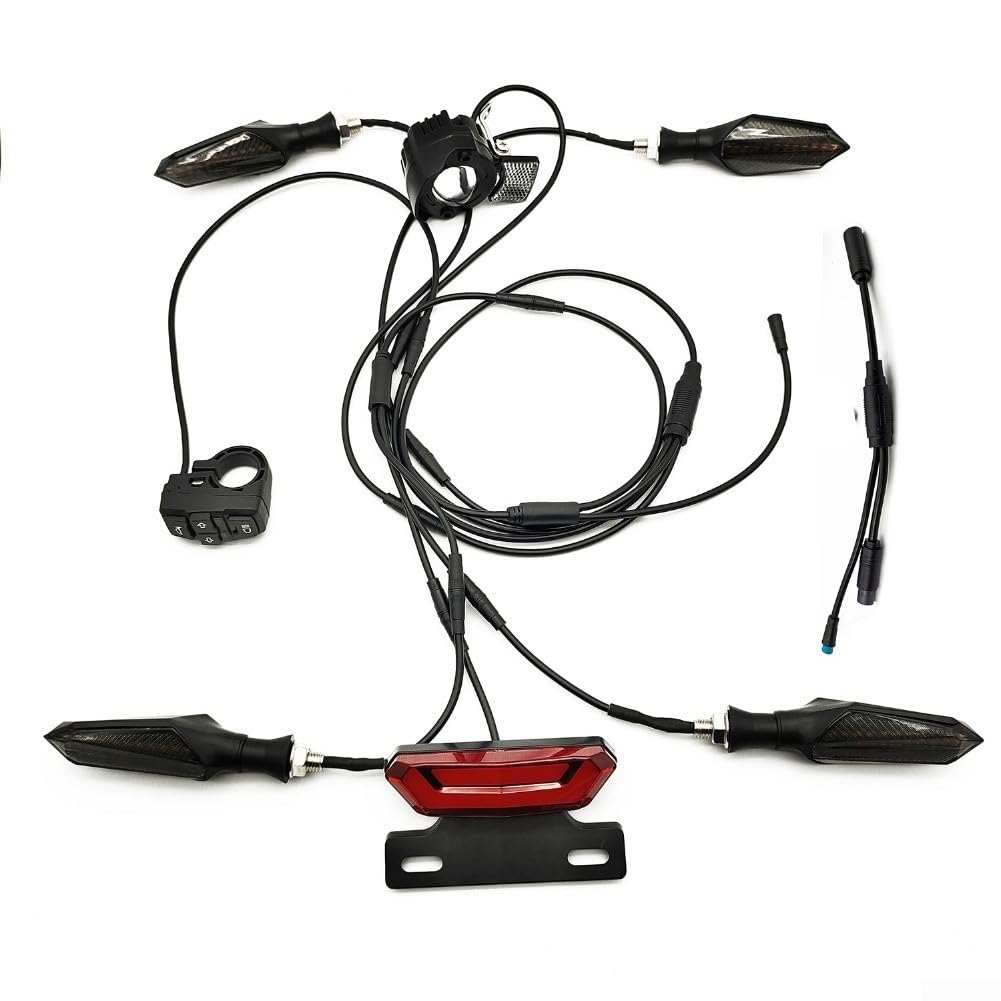 Kit d'éclairage LED pour vélo électrique, avec feux avant et arrière, clignotants et clignotants de frein, pour vélos électriques et tricycles 36 V/48 V/52 V pour améliorer la route