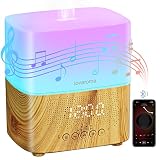 Lovaroma 300ML Essential Oil Diffuser with Bluetooth Speaker, Digital Alarm Clock, 7 Color Ambient L